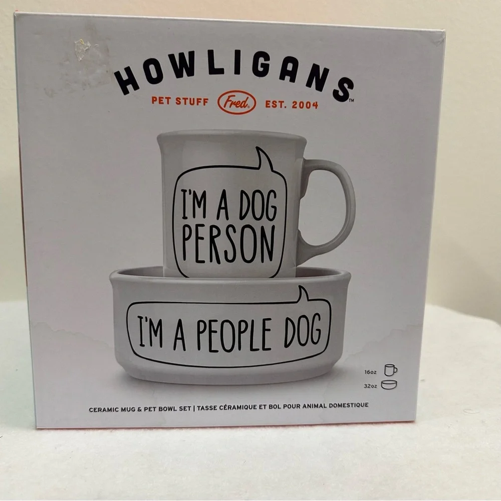 Dog Mug and Bowl Set - White